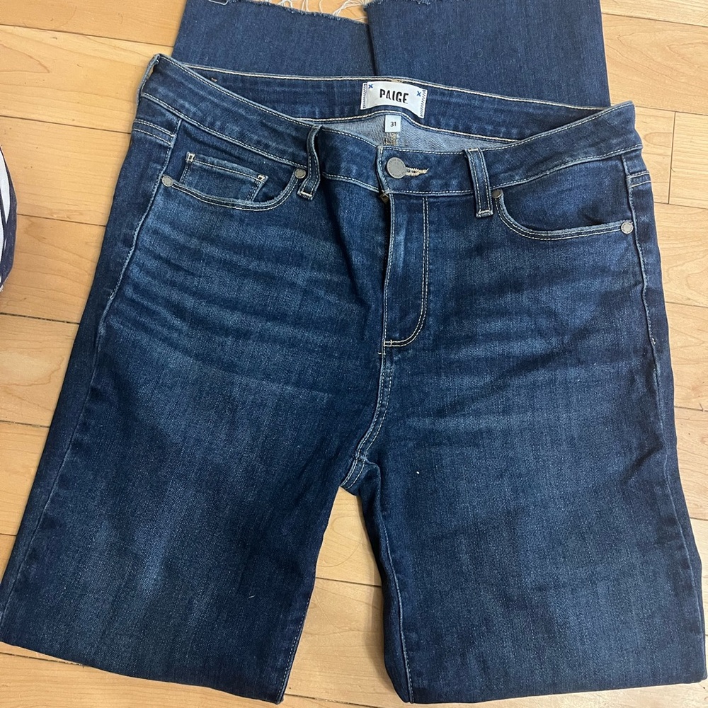 PAIGE Blue Ankle Cropped Jeans Premium Denim